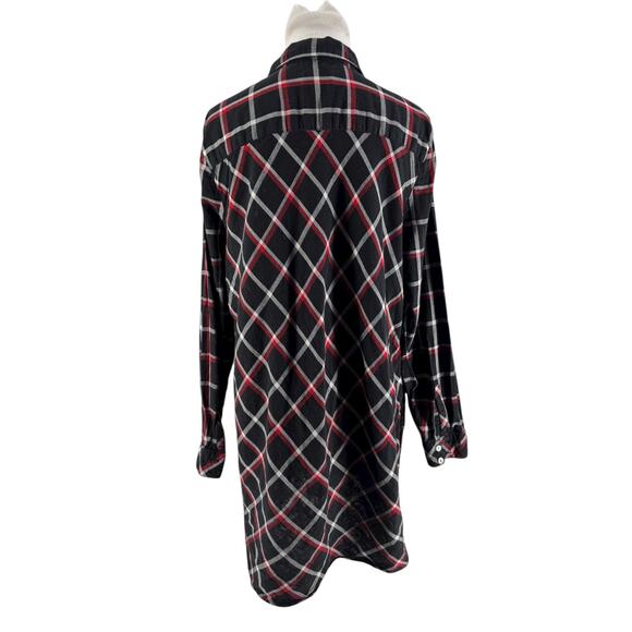 J. Jill Women's Black White Red Plaid Long Sleeve Button-Up Tunic Shirt Large - Picture 3 of 5